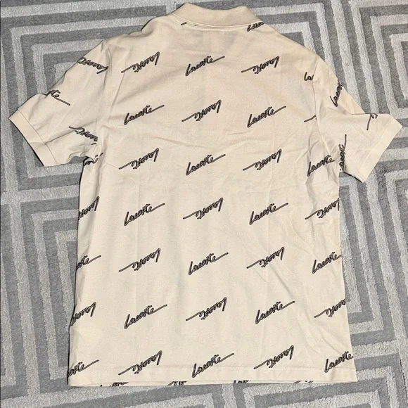 Lacoste Tan Logo Pattern Polo Shirt - Picture 5 of 5